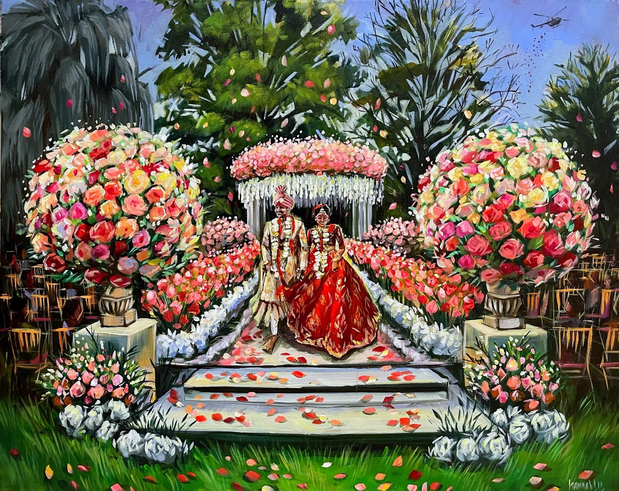Ny live wedding painting of indian mandala wedding ceremony at legacy castle chaturvedi javia urvashi mishra planner