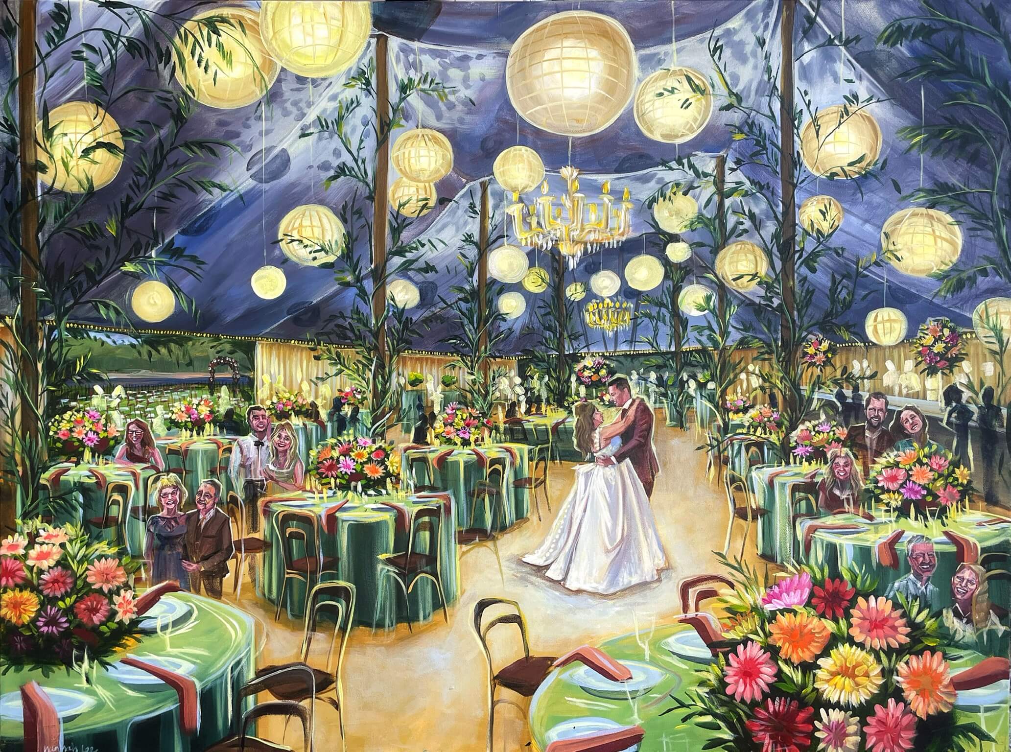 Ny live wedding painting of wedding at the inn at taughannock falls blatz meissner